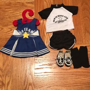 18in doll cheerleading outfit and soccer outfit